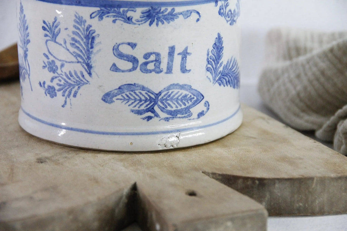 Antique Salt Crock | Stoneware Hanging Salt Box Cellar - Debra Hall Lifestyle