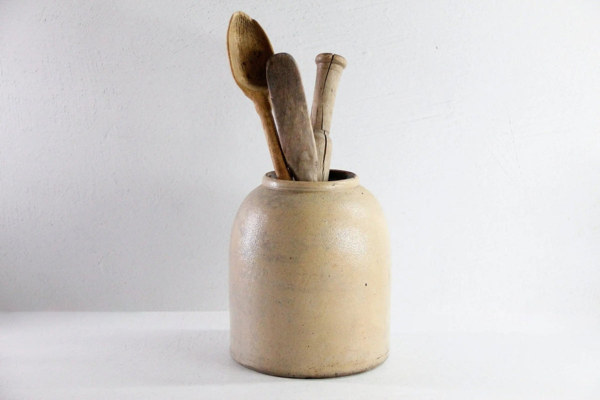 Antique Salt Glaze Stoneware Crock | Utensil Canning Jar - Debra Hall Lifestyle