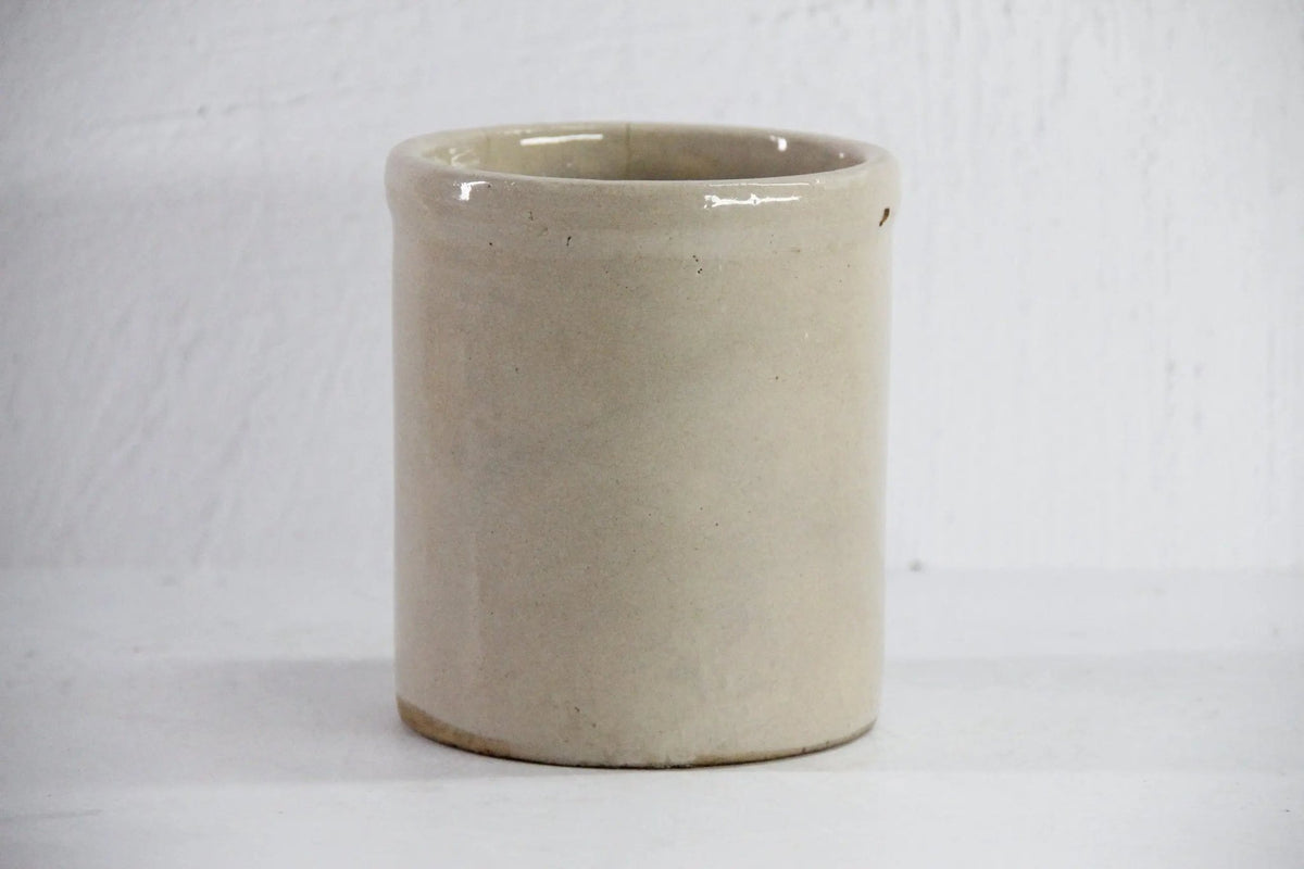 Antique Salt Glazed Crock | Small Stoneware Utensil Jar - Debra Hall Lifestyle