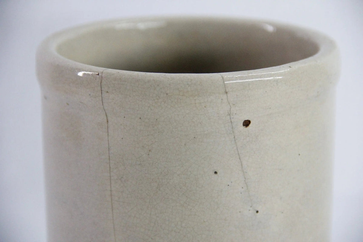 Antique Salt Glazed Crock | Small Stoneware Utensil Jar - Debra Hall Lifestyle