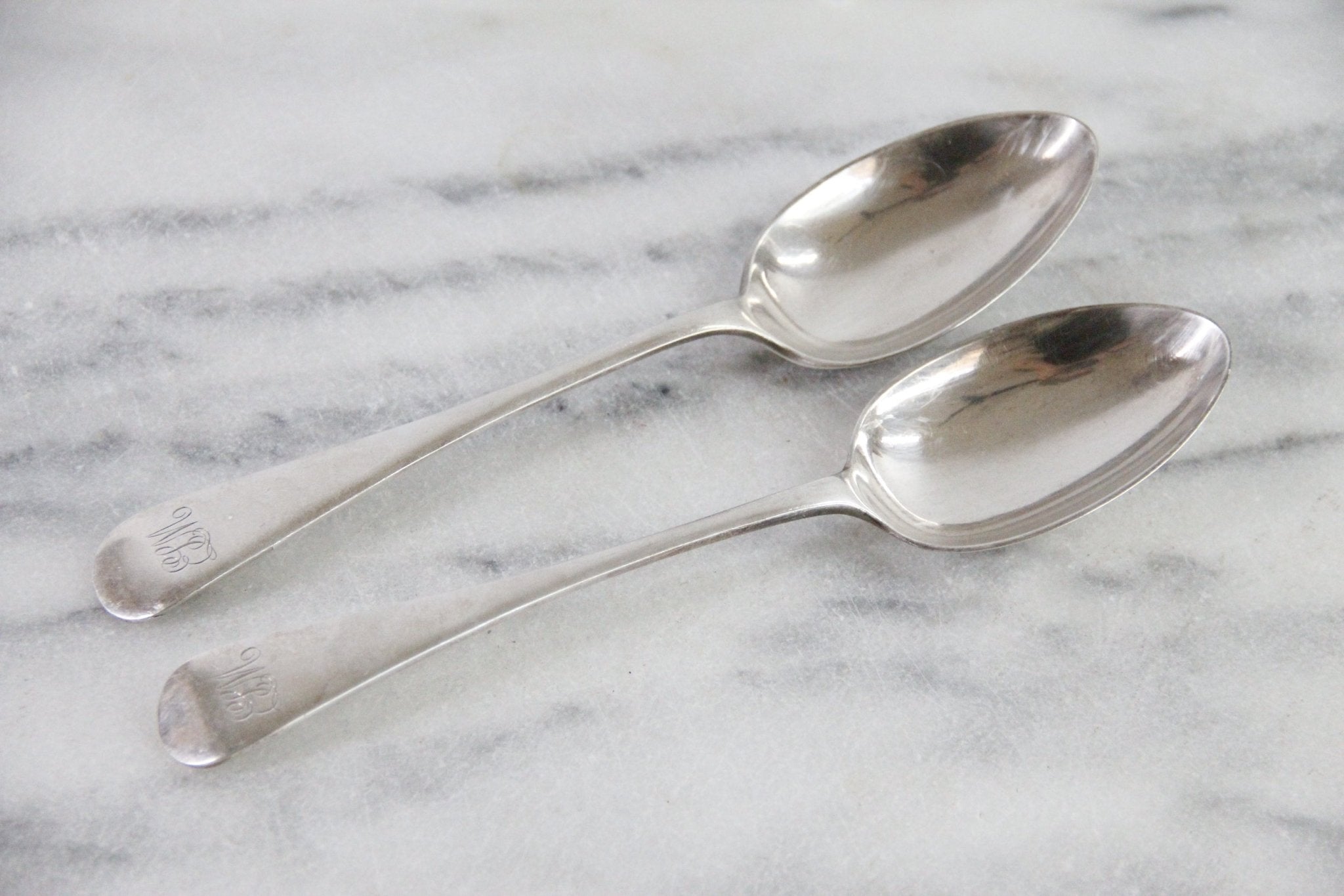 Antique Serving Spoon | Old English Monogram Set of 2 - Debra Hall Lifestyle