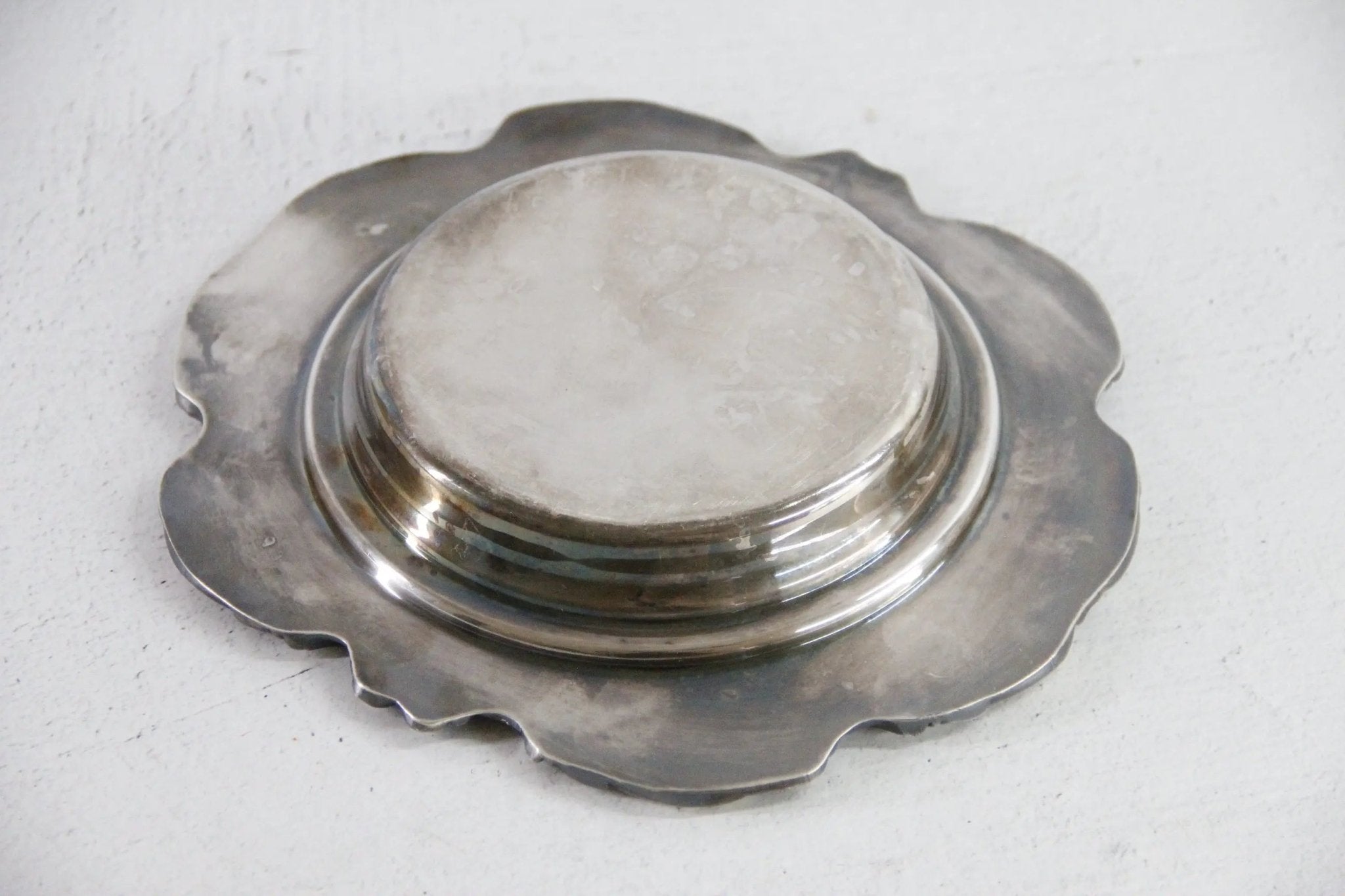 Antique Silver Bon Bon Dish | WSB 9" Tray Magnum Coaster - Debra Hall Lifestyle