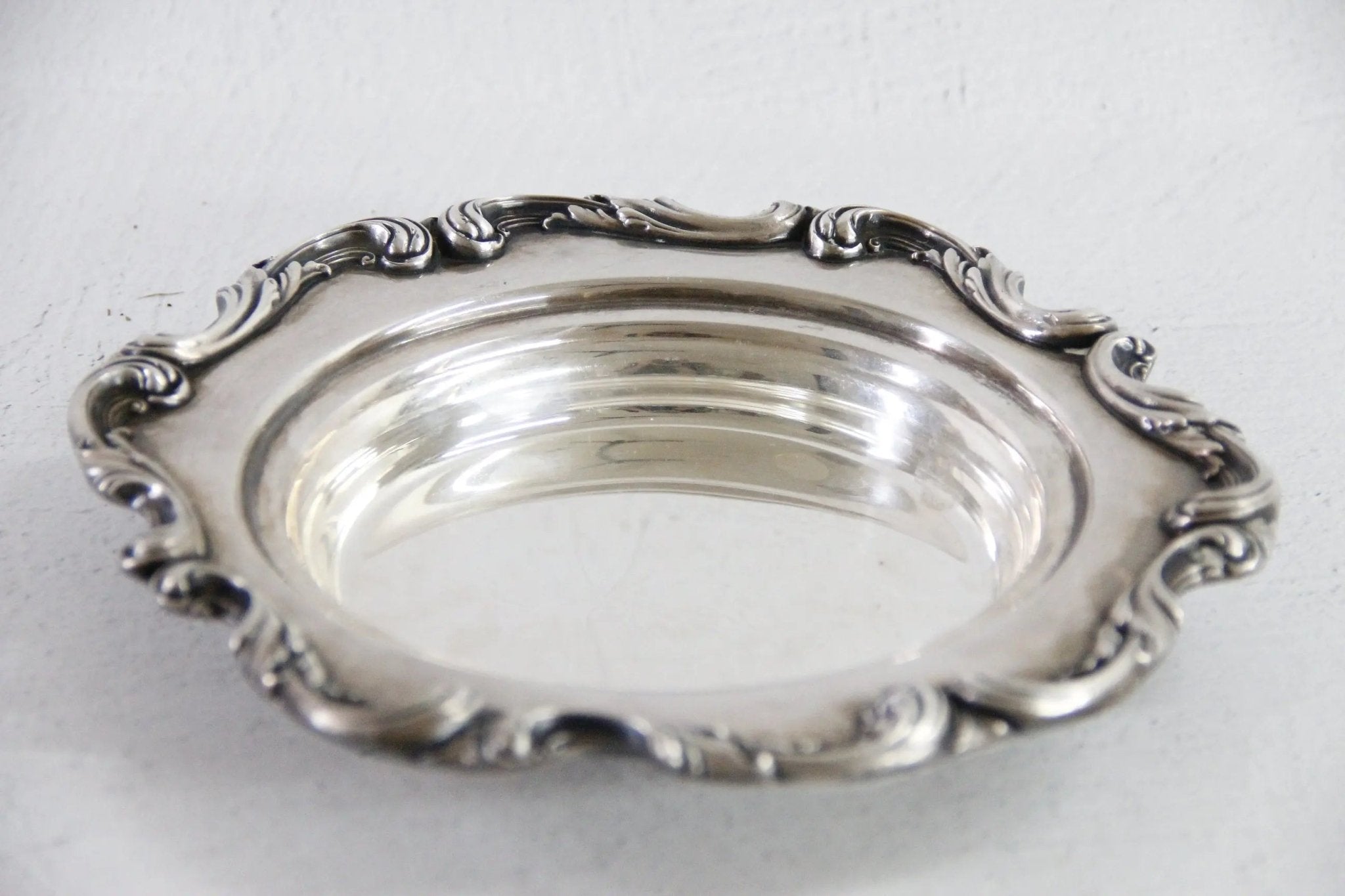 Antique Silver Bon Bon Dish | WSB 9" Tray Magnum Coaster - Debra Hall Lifestyle