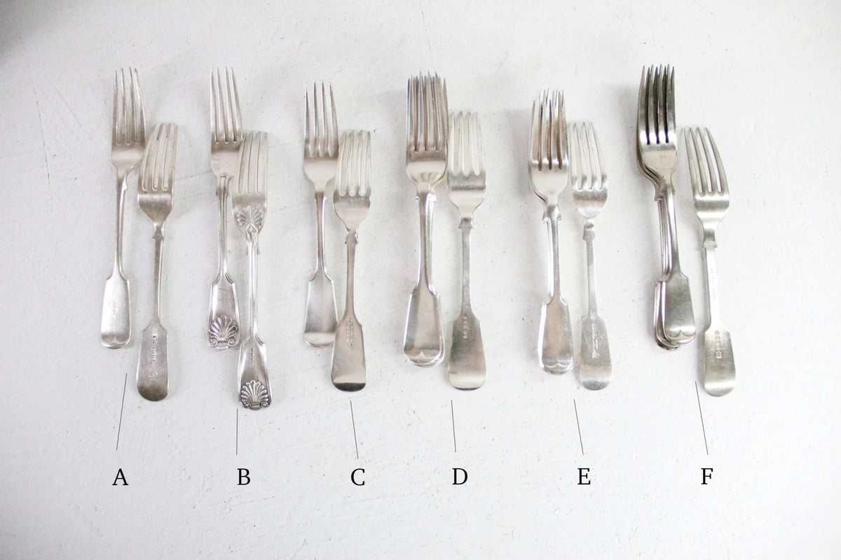 Antique Silver Dinner Fork | Fiddleback Style Assorted - Debra Hall Lifestyle