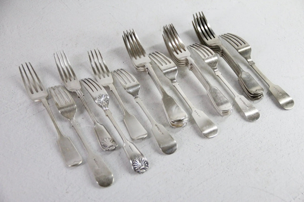 Antique Silver Dinner Fork | Fiddleback Style Assorted - Debra Hall Lifestyle