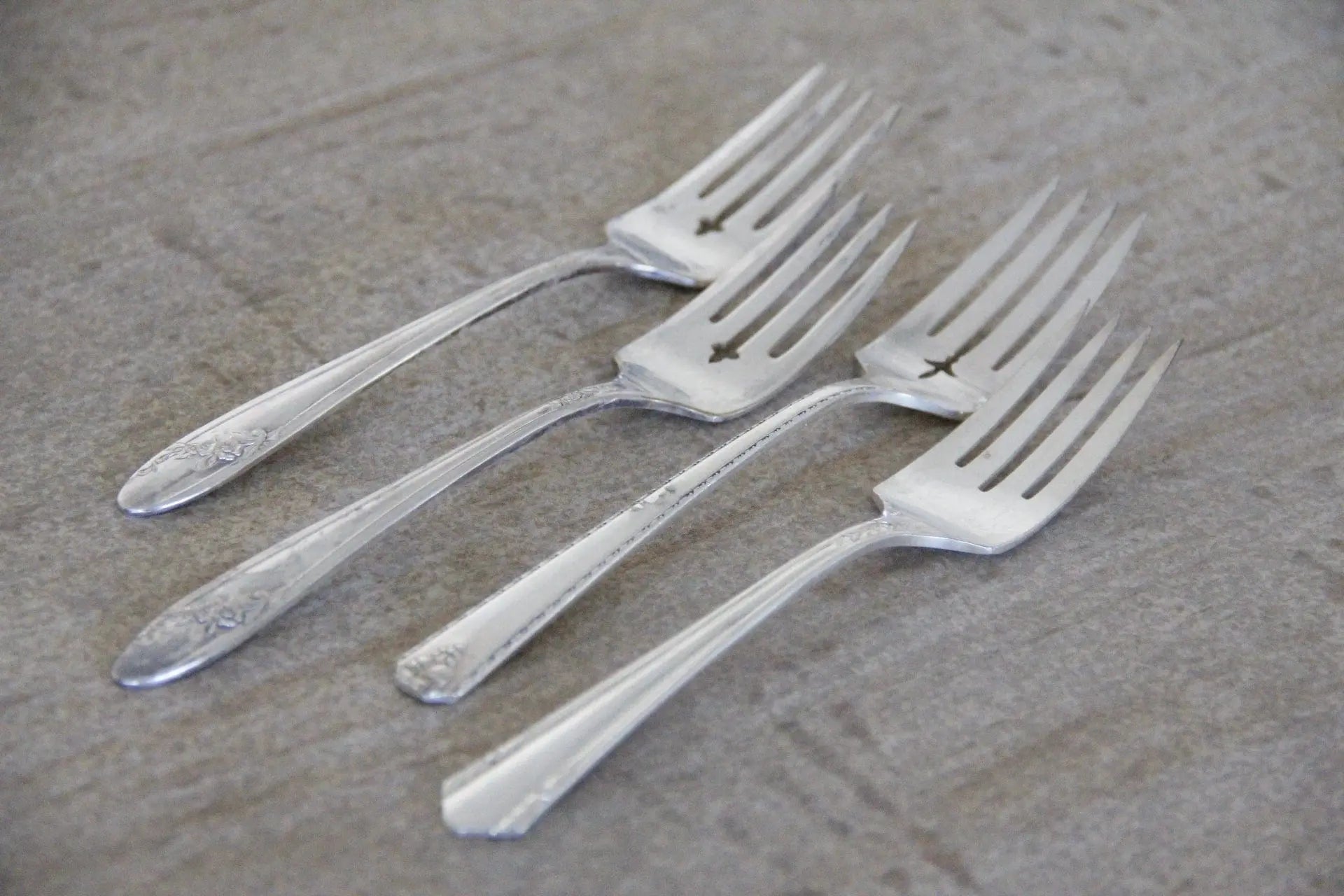 Antique Silver Flatware | Dessert Fork Set Of 4 Pieces - Debra Hall Lifestyle