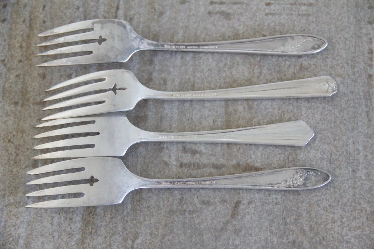 Antique Silver Flatware | Dessert Fork Set Of 4 Pieces - Debra Hall Lifestyle