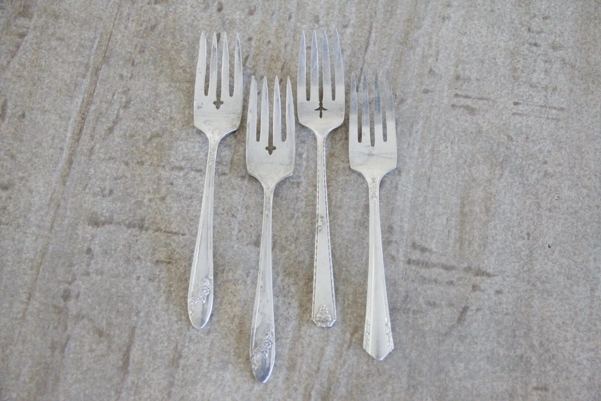 Antique Silver Flatware | Dessert Fork Set Of 4 Pieces - Debra Hall Lifestyle