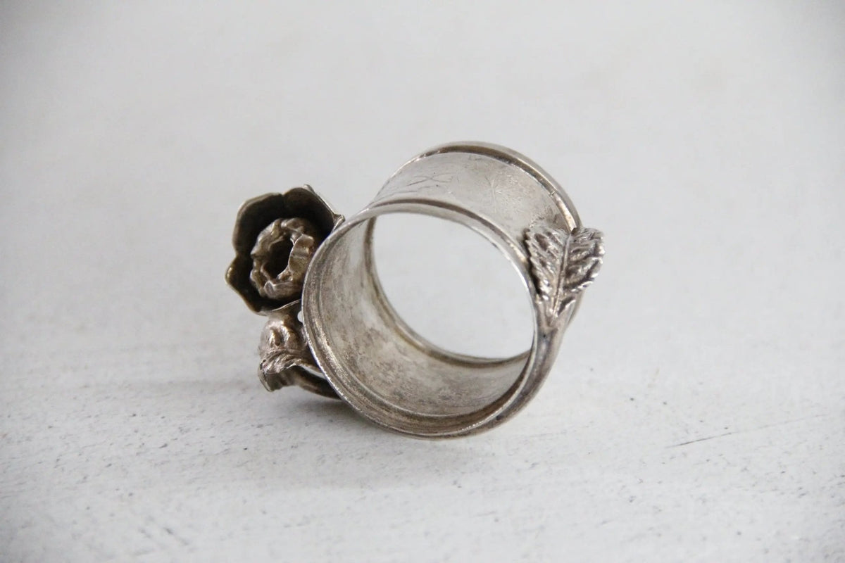 Antique Silver Napkin Ring | Victorian Figural Flower - Debra Hall Lifestyle