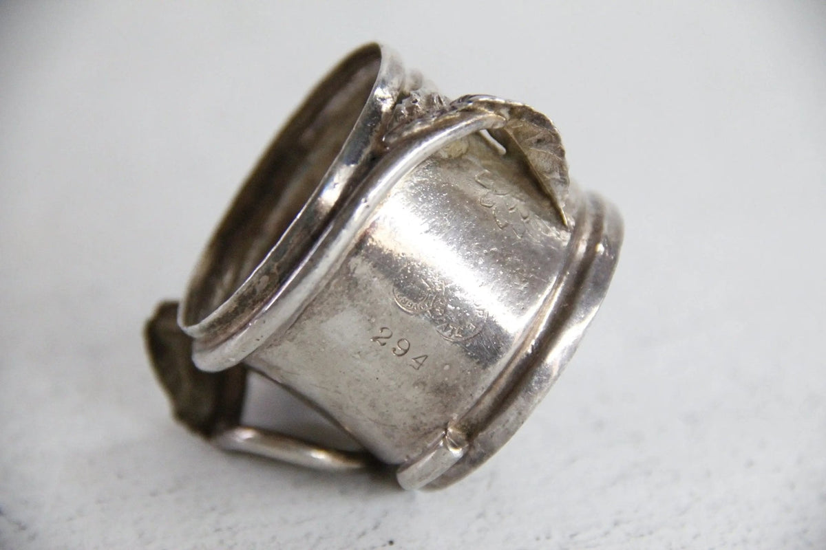 Antique Silver Napkin Ring | Victorian Figural Flower - Debra Hall Lifestyle