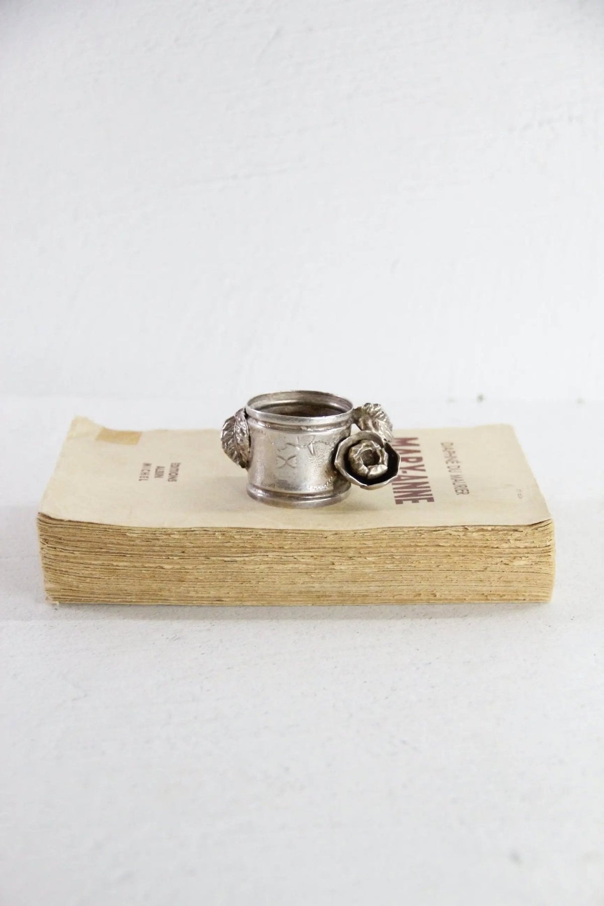 Antique Silver Napkin Ring | Victorian Figural Flower - Debra Hall Lifestyle