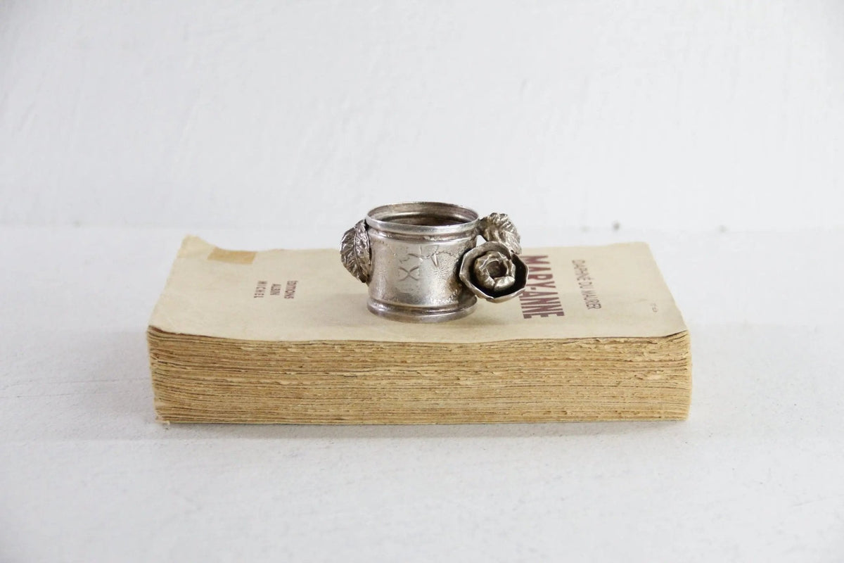 Antique Silver Napkin Ring | Victorian Figural Flower - Debra Hall Lifestyle