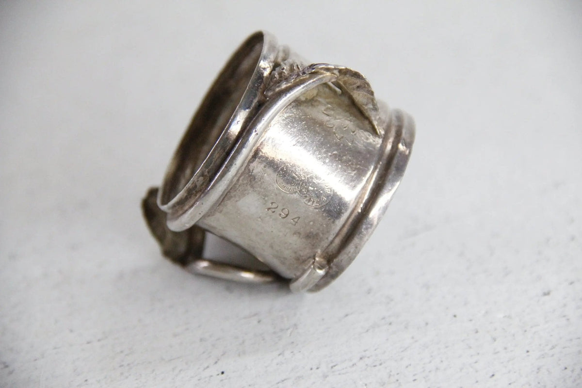 Antique Silver Napkin Ring | Victorian Figural Flower - Debra Hall Lifestyle