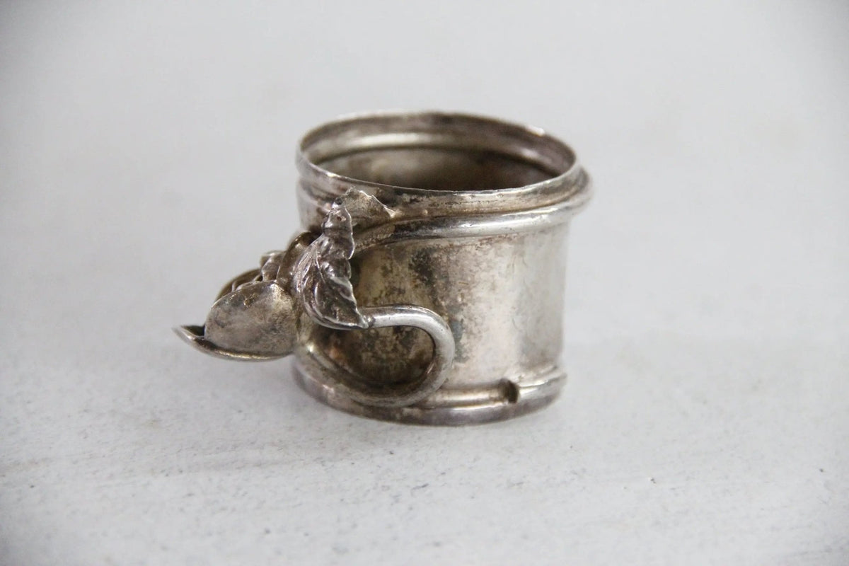 Antique Silver Napkin Ring | Victorian Figural Flower - Debra Hall Lifestyle