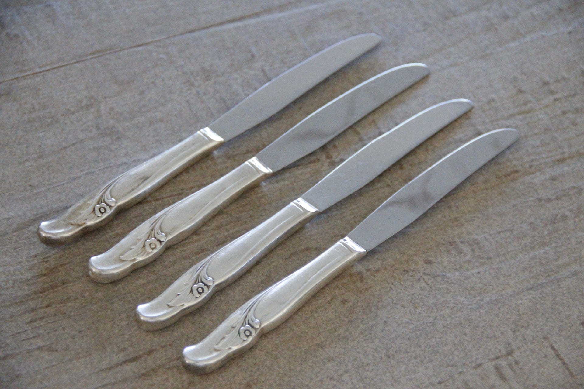 Antique Silver Plate Knife | Flatware 4 Pcs Tableware
