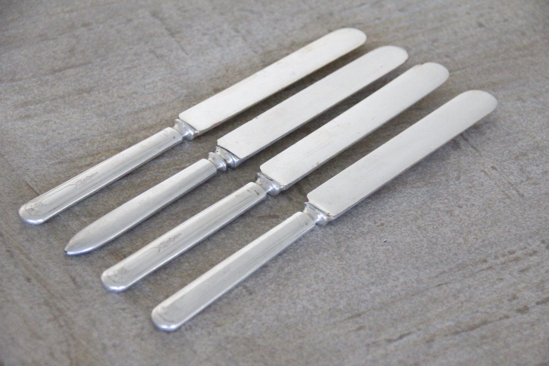 Antique Silver Plated Blunt Table Knife | Flatware 4 Mixed Pcs Tableware