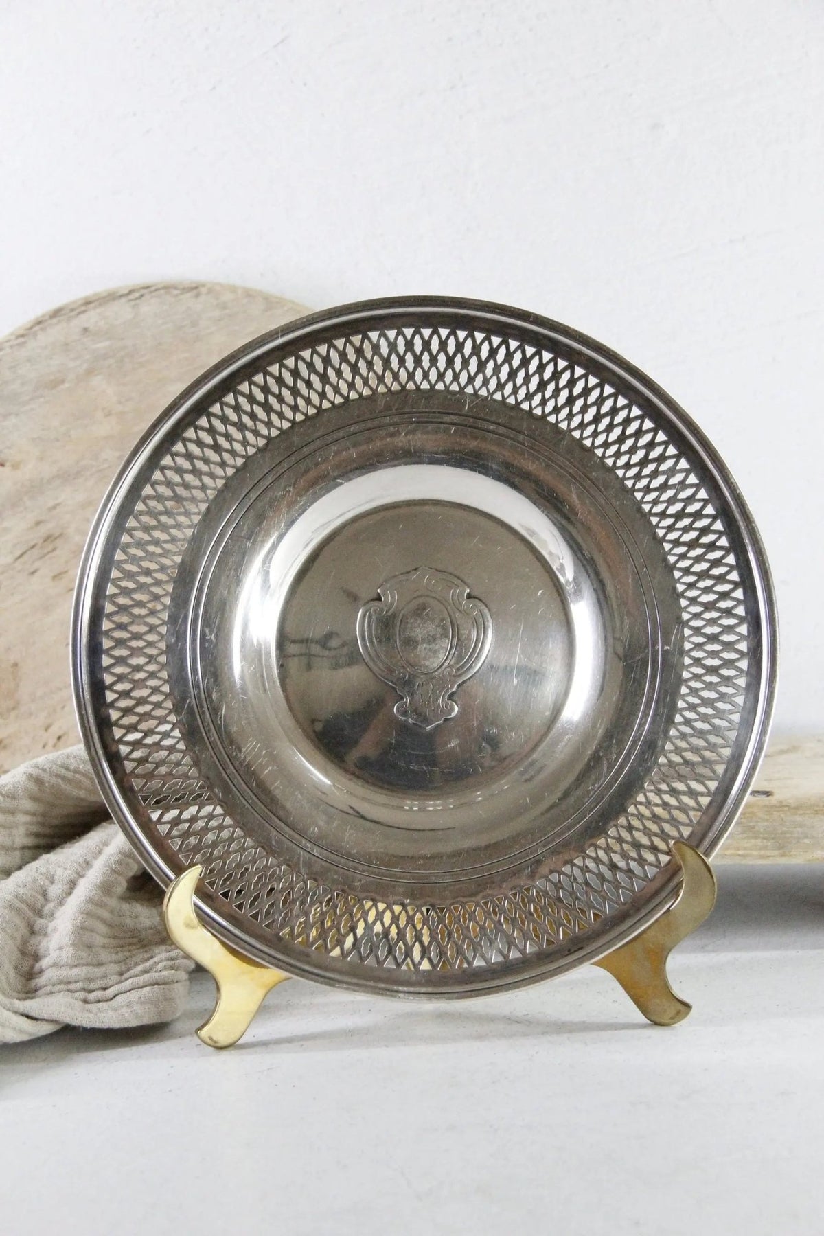 Antique Silver Plated Serving Tray | Reticulated Manning Bowman - Debra Hall Lifestyle
