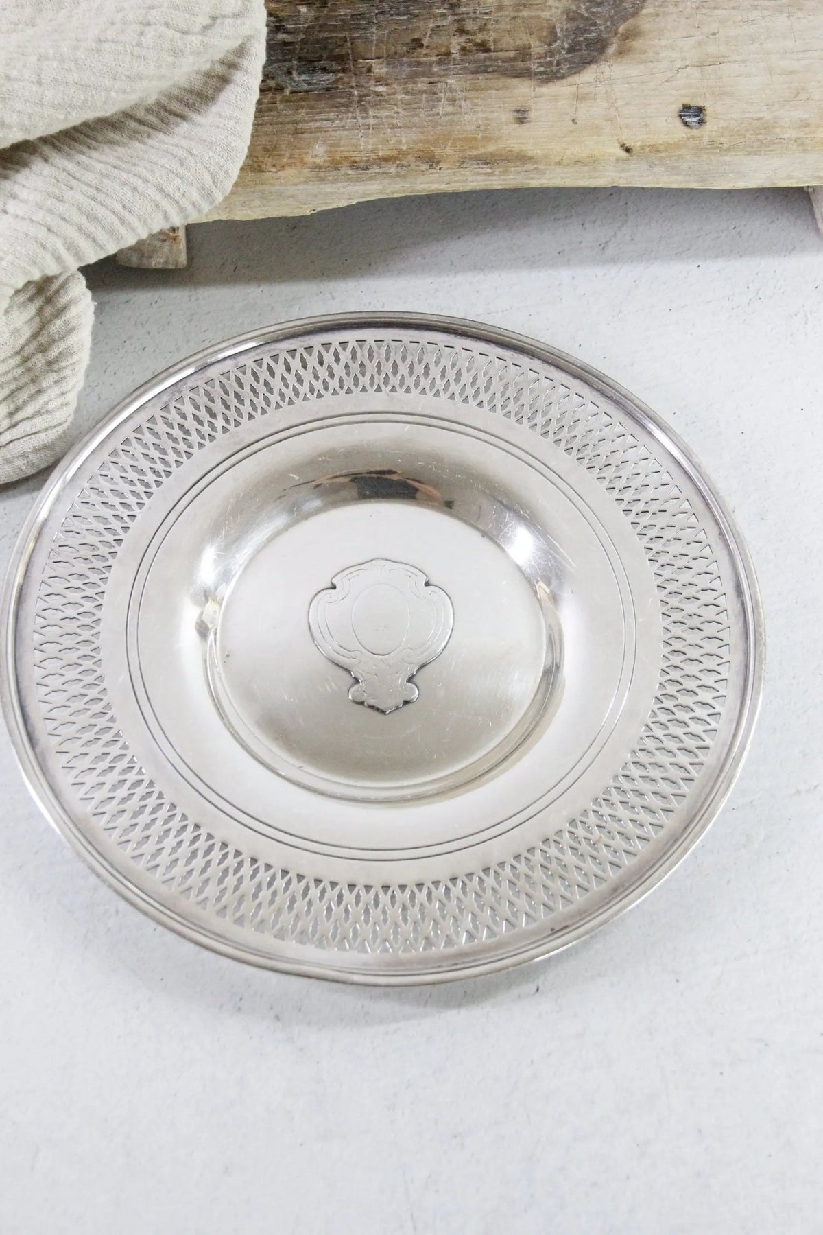 Antique Silver Plated Serving Tray | Reticulated Manning Bowman - Debra Hall Lifestyle