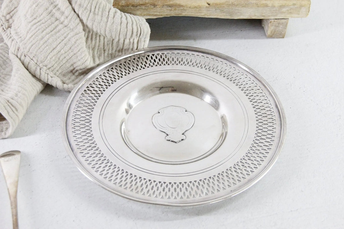 Antique Silver Plated Serving Tray | Reticulated Manning Bowman - Debra Hall Lifestyle