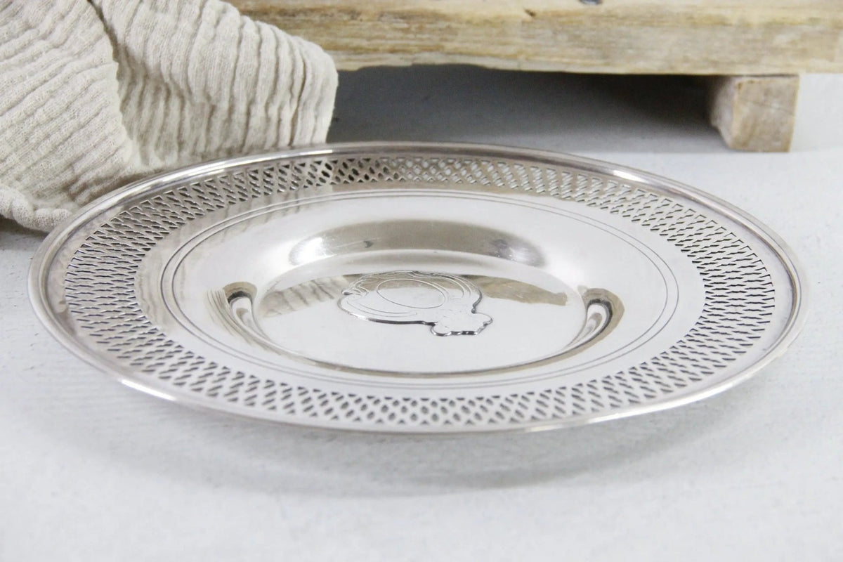 Antique Silver Plated Serving Tray | Reticulated Manning Bowman - Debra Hall Lifestyle