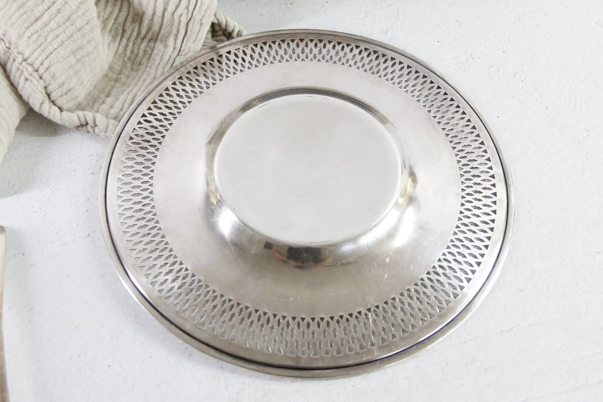 Antique Silver Plated Serving Tray | Reticulated Manning Bowman - Debra Hall Lifestyle