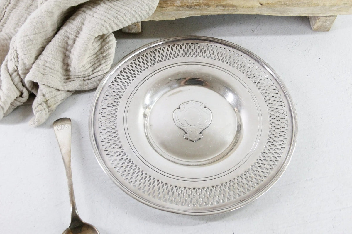 Antique Silver Plated Serving Tray | Reticulated Manning Bowman - Debra Hall Lifestyle