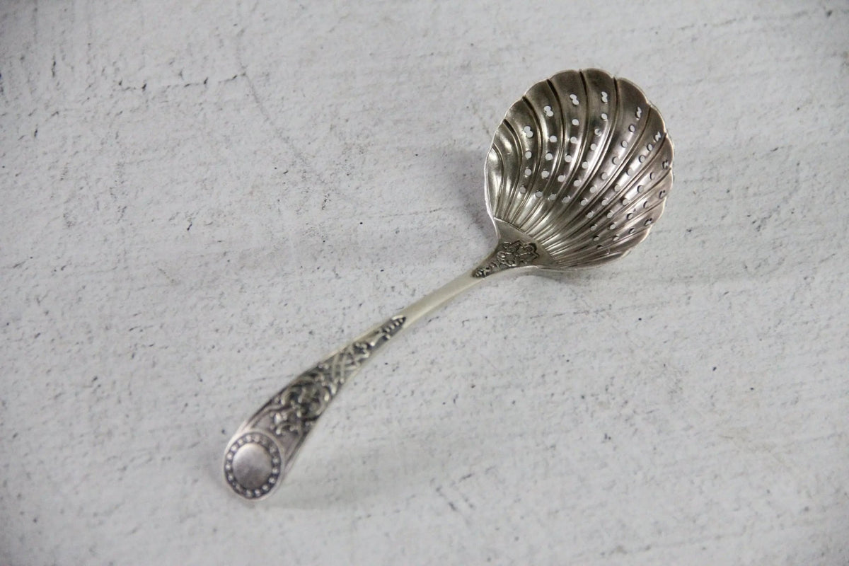 Antique Silver Sugar Sifter Spoon | English Serving Piece - Debra Hall Lifestyle