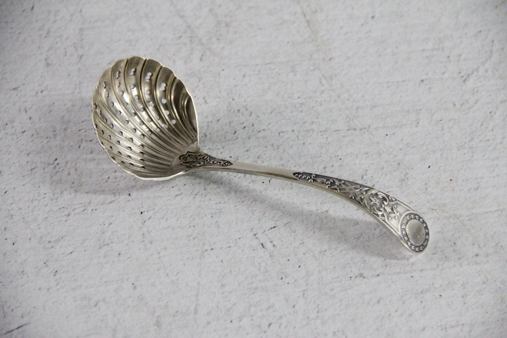 Antique Silver Sugar Sifter Spoon | English Serving Piece - Debra Hall Lifestyle