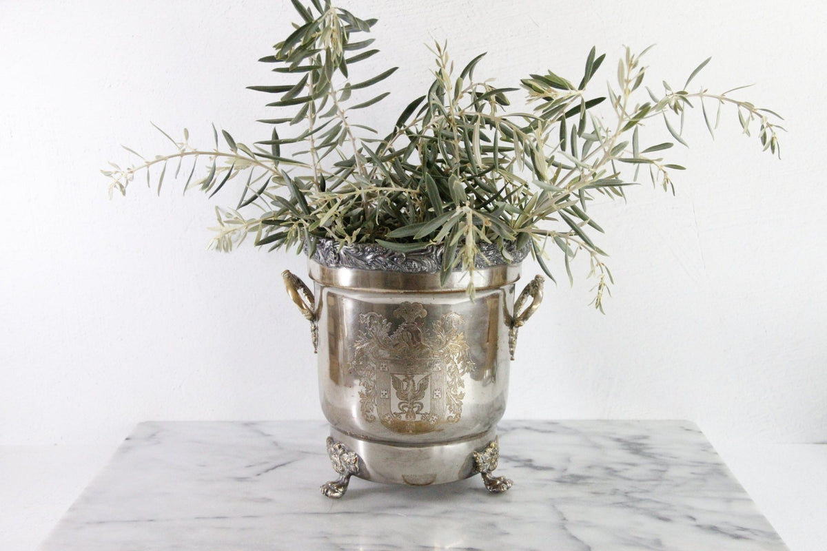 Antique Silverplate Champagne Bucket | Victorian Wine Cooler - Debra Hall Lifestyle