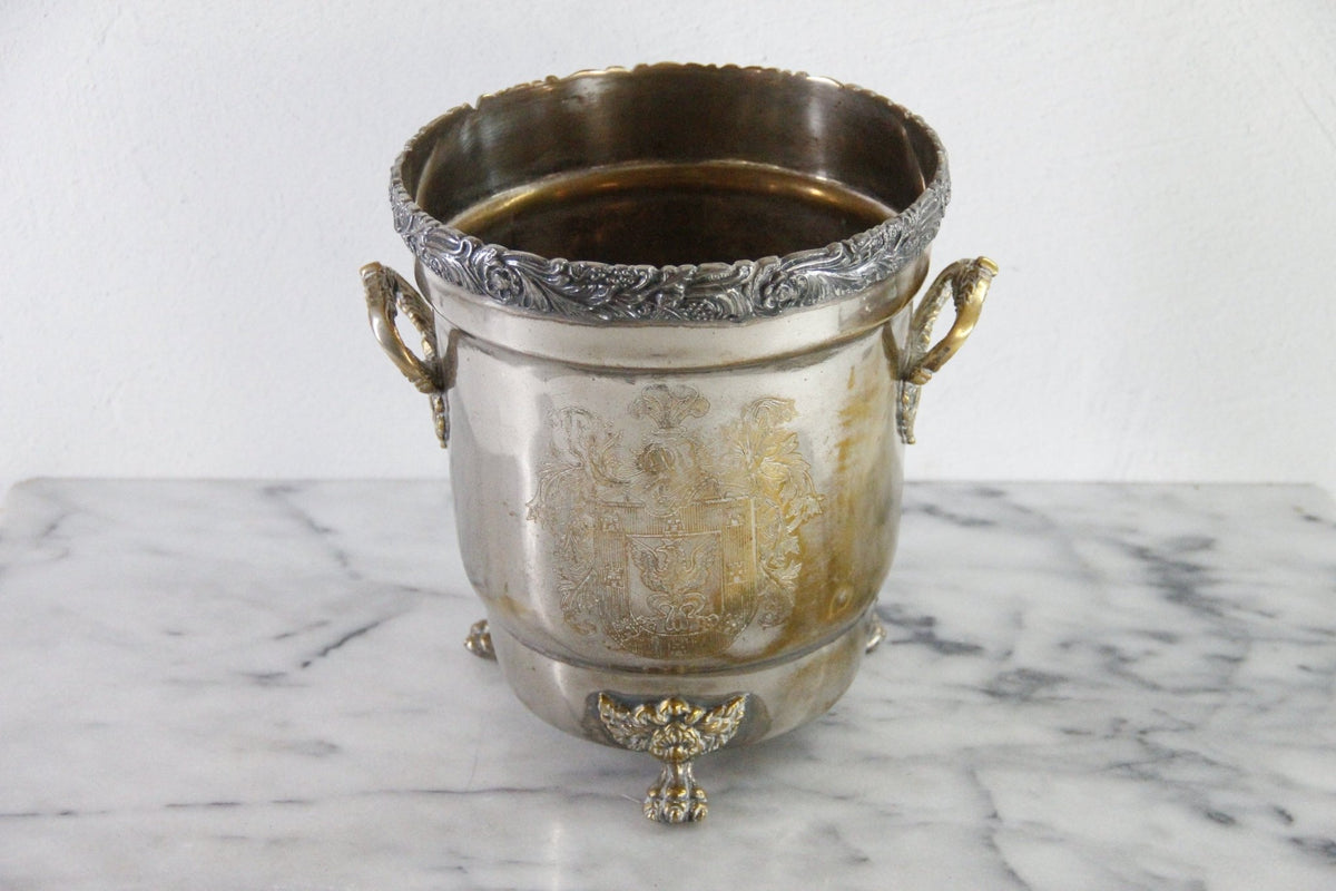 Antique Silverplate Champagne Bucket | Victorian Wine Cooler - Debra Hall Lifestyle