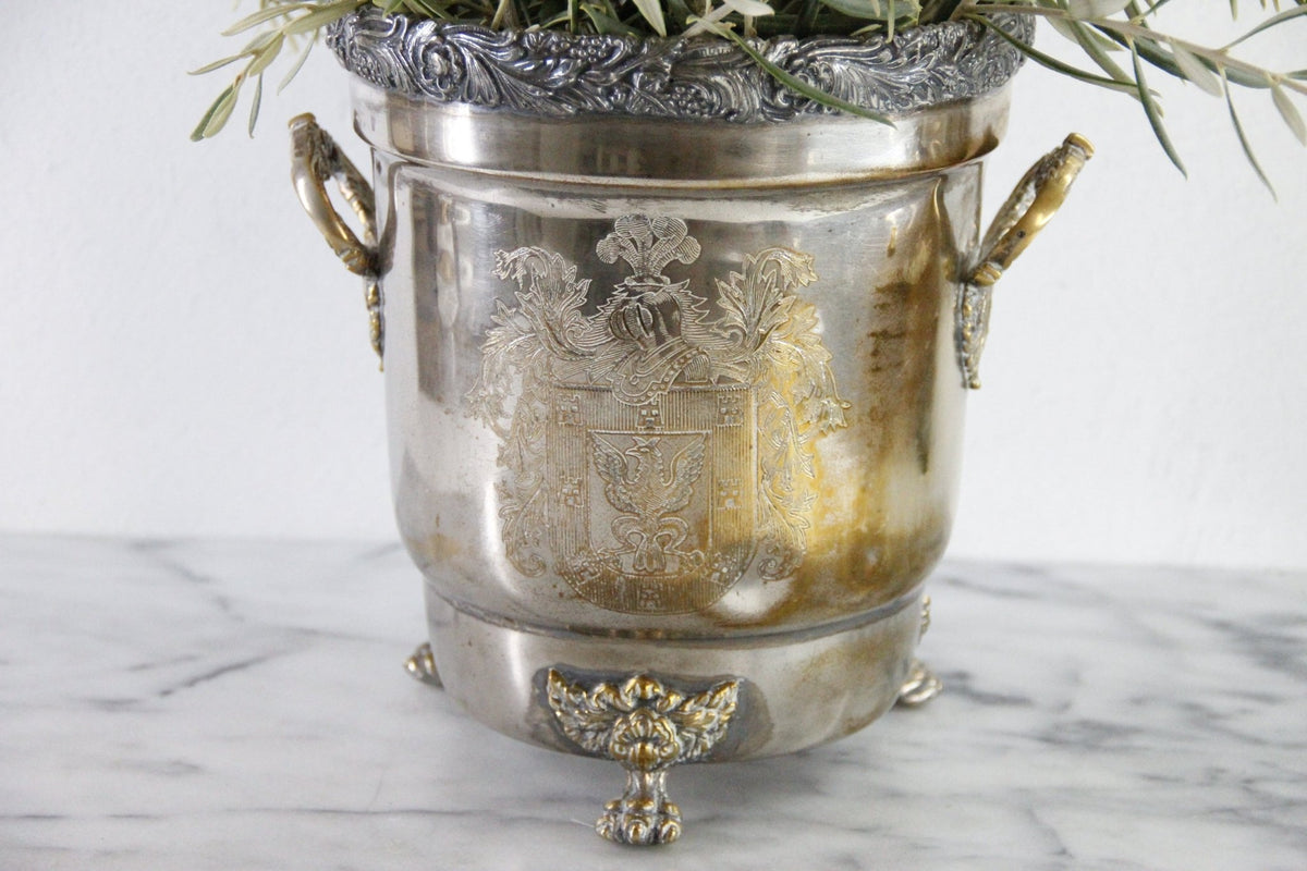 Antique Silverplate Champagne Bucket | Victorian Wine Cooler - Debra Hall Lifestyle