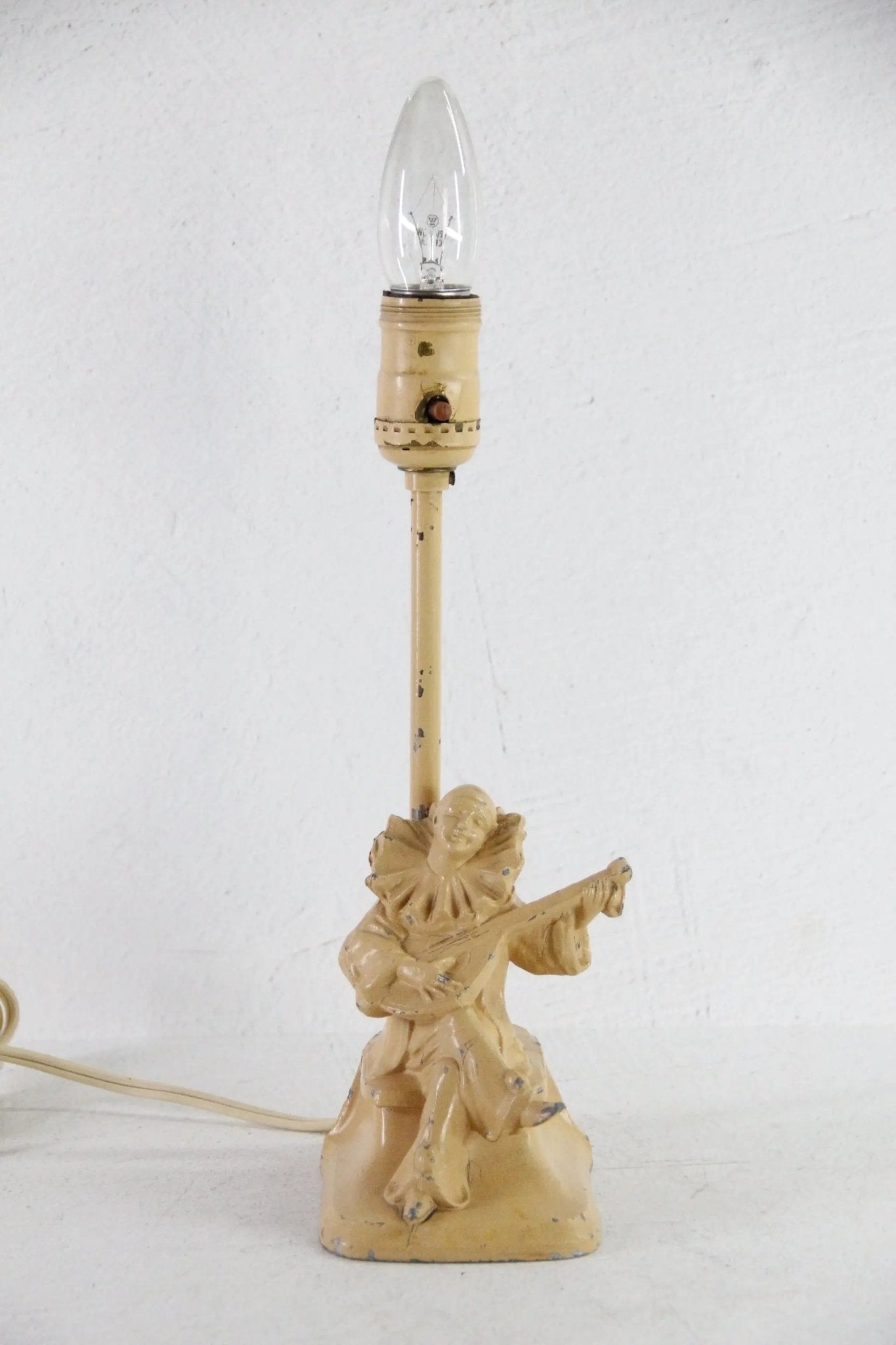 Antique Spelter Lamp Art Deco Painted Figural Signed - Debra Hall Lifestyle