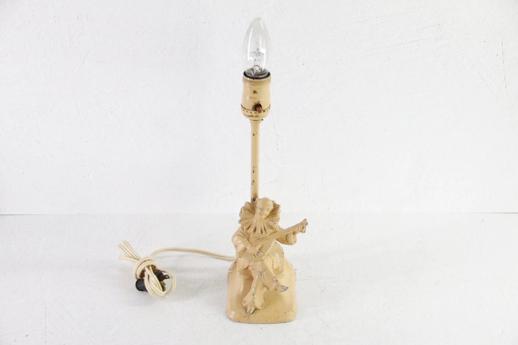 Antique Spelter Lamp Art Deco Painted Figural Signed - Debra Hall Lifestyle