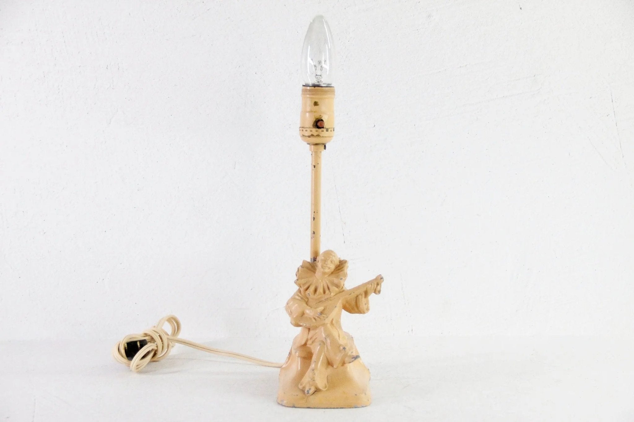 Antique Spelter Lamp Art Deco Painted Figural Signed - Debra Hall Lifestyle