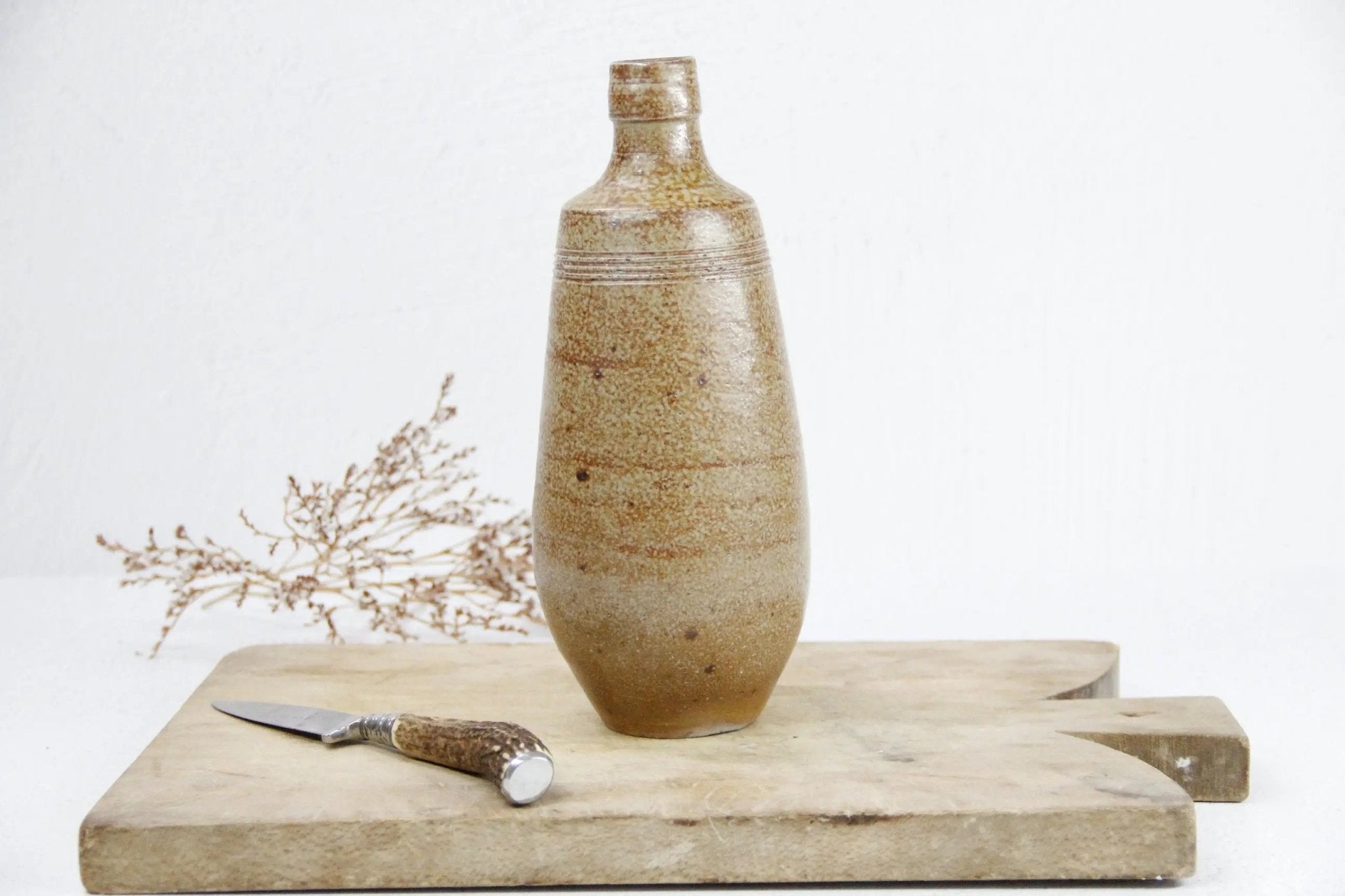 Antique Stoneware Bottle | French Earthenware Vessel - Debra Hall Lifestyle