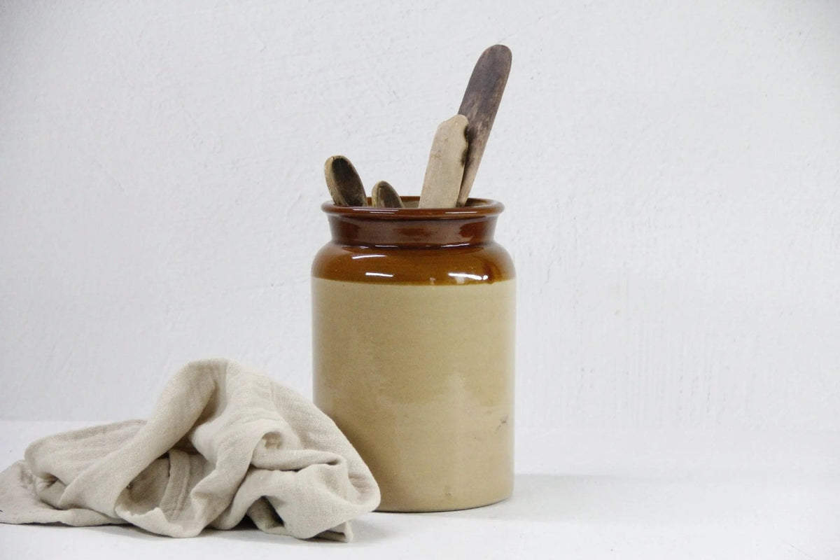 Antique Stoneware Canning Jar-English Preserves Crock - Debra Hall Lifestyle