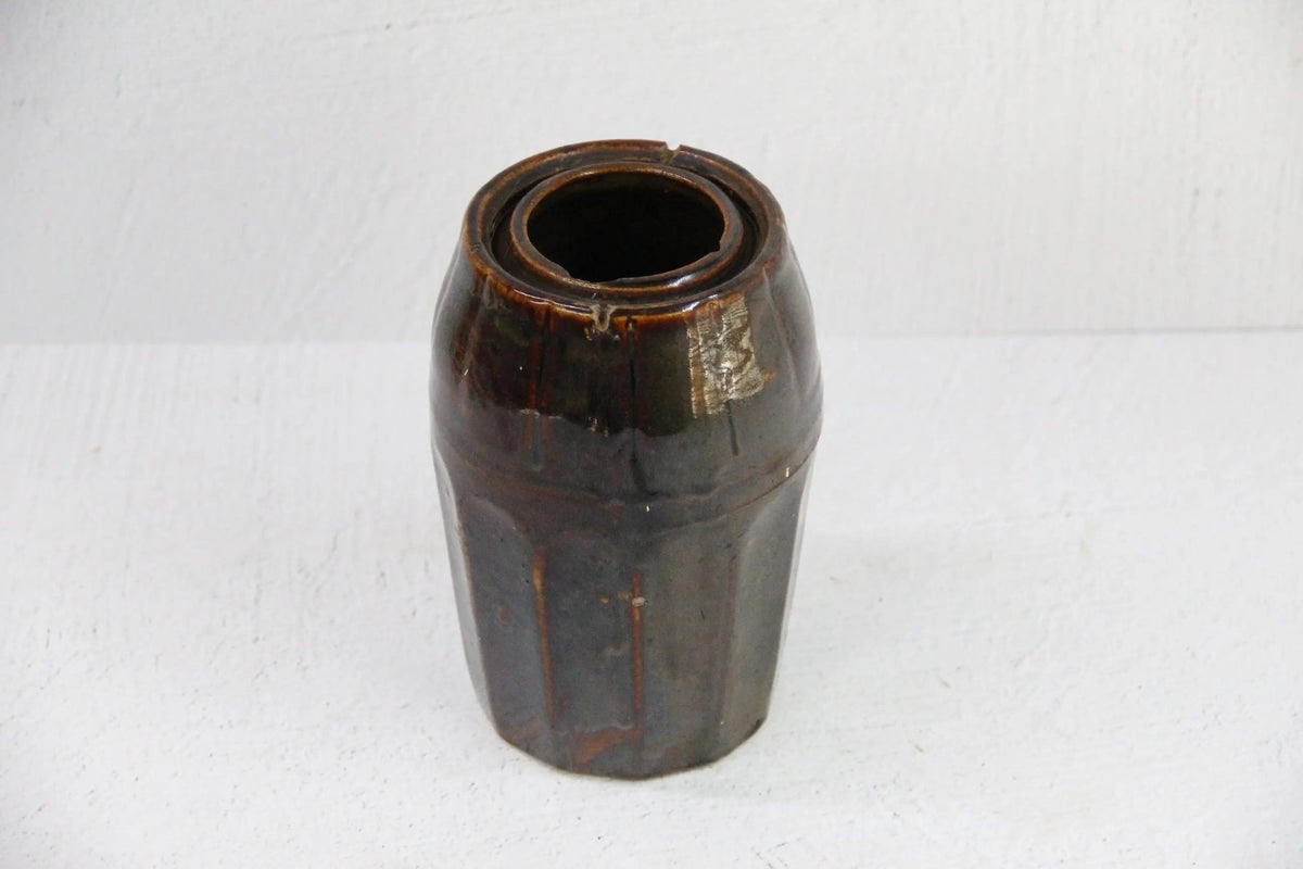 Antique Stoneware Canning Jar | Primitive Faceted-Peoria - Debra Hall Lifestyle