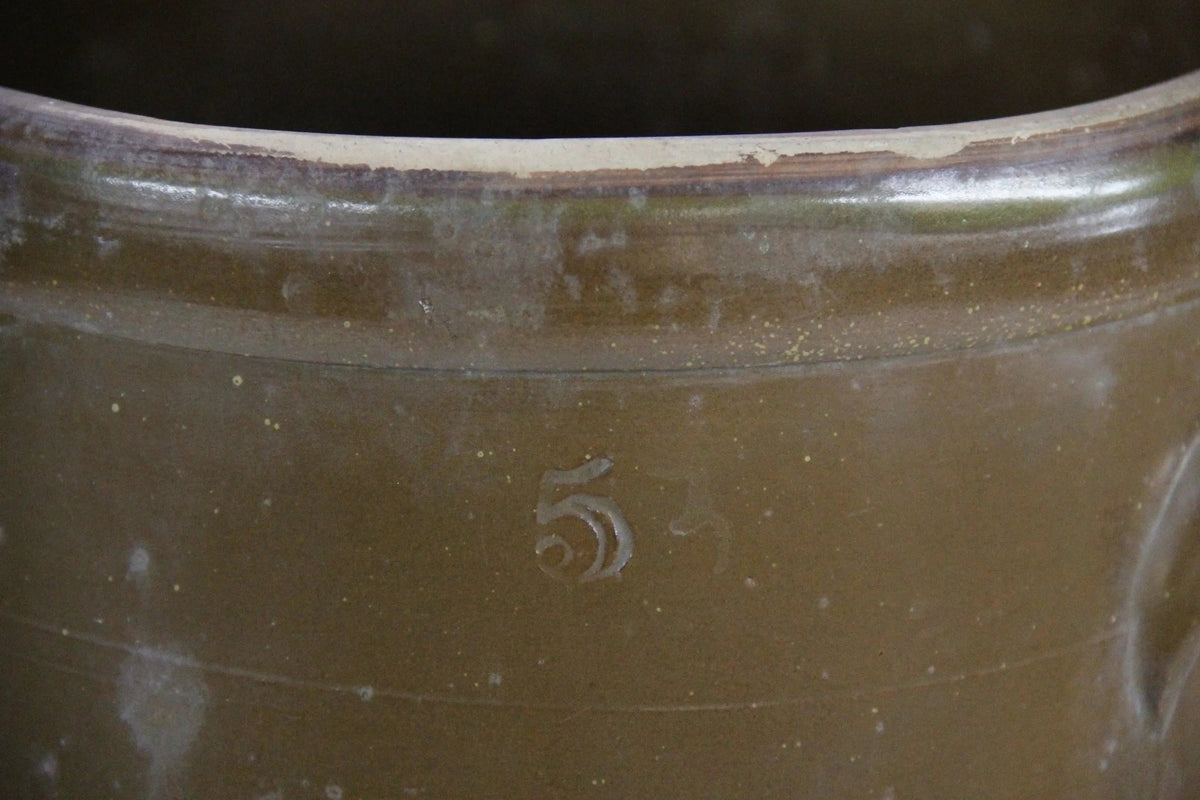 Antique Stoneware Crock | 5 Gallon Mocha Brown - Debra Hall Lifestyle