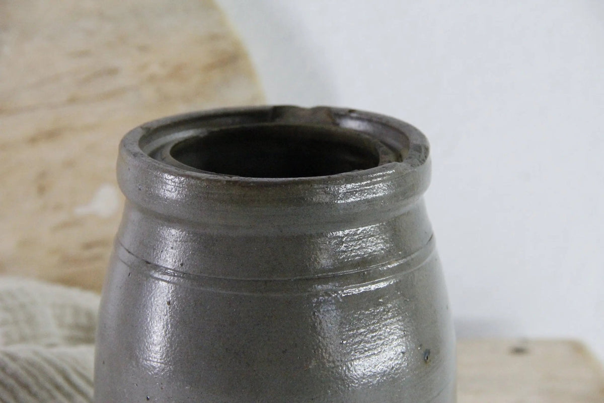 Antique Stoneware Crock Canning Jar | 19th C. Salt Glaze - Debra Hall Lifestyle