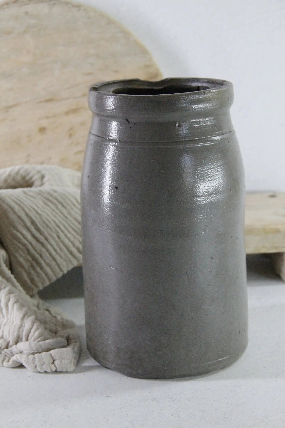 Antique Stoneware Crock Canning Jar | 19th C. Salt Glaze - Debra Hall Lifestyle