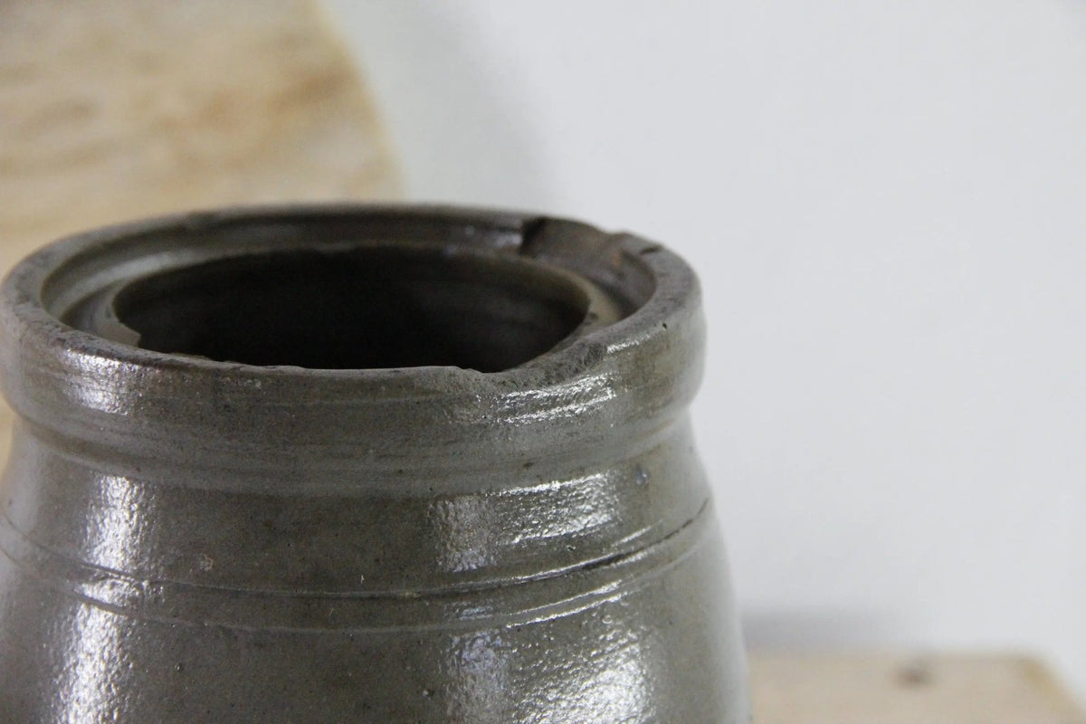 Antique Stoneware Crock Canning Jar | 19th C. Salt Glaze - Debra Hall Lifestyle