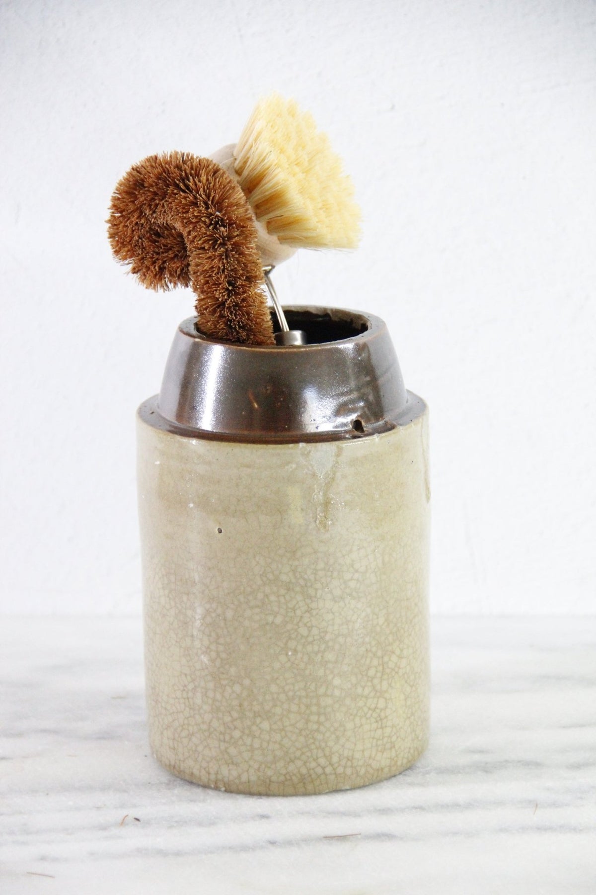 Antique Stoneware Crock Canning Jar | Craquealure Two Tone - Debra Hall Lifestyle