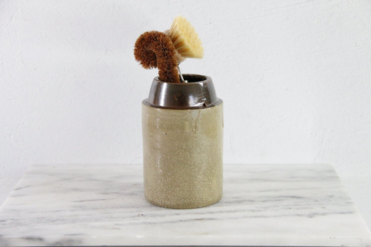 Antique Stoneware Crock Canning Jar | Craquealure Two Tone - Debra Hall Lifestyle