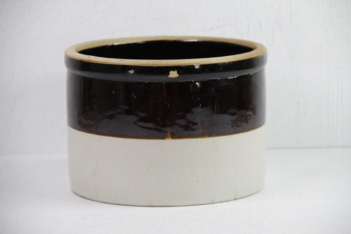 Antique Stoneware Crock | Large 1800s Dipped Two Tone - Debra Hall Lifestyle