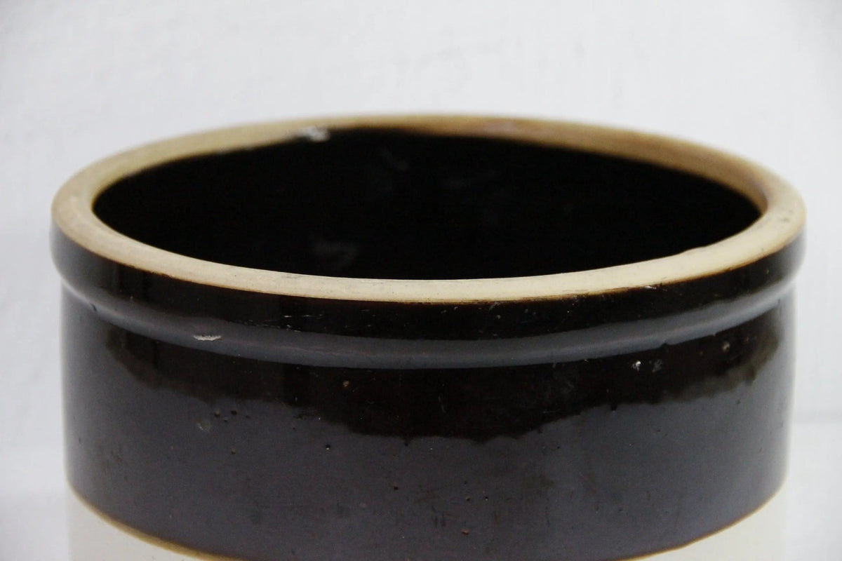 Antique Stoneware Crock | Large 1800s Dipped Two Tone - Debra Hall Lifestyle