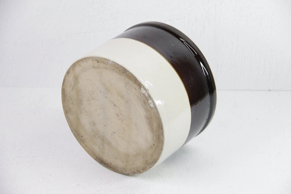 Antique Stoneware Crock | Large 1800s Dipped Two Tone - Debra Hall Lifestyle