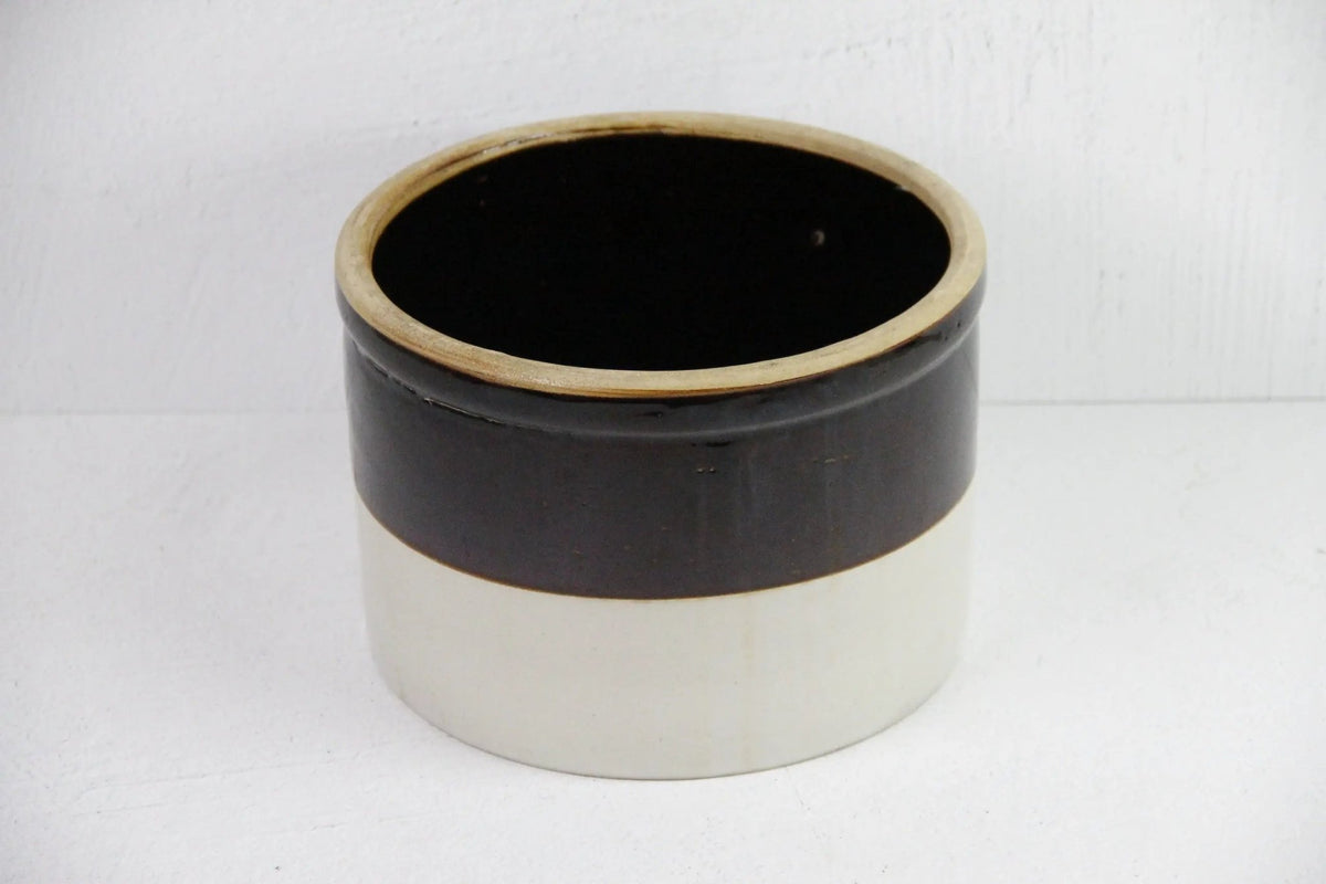 Antique Stoneware Crock | Large 1800s Dipped Two Tone - Debra Hall Lifestyle