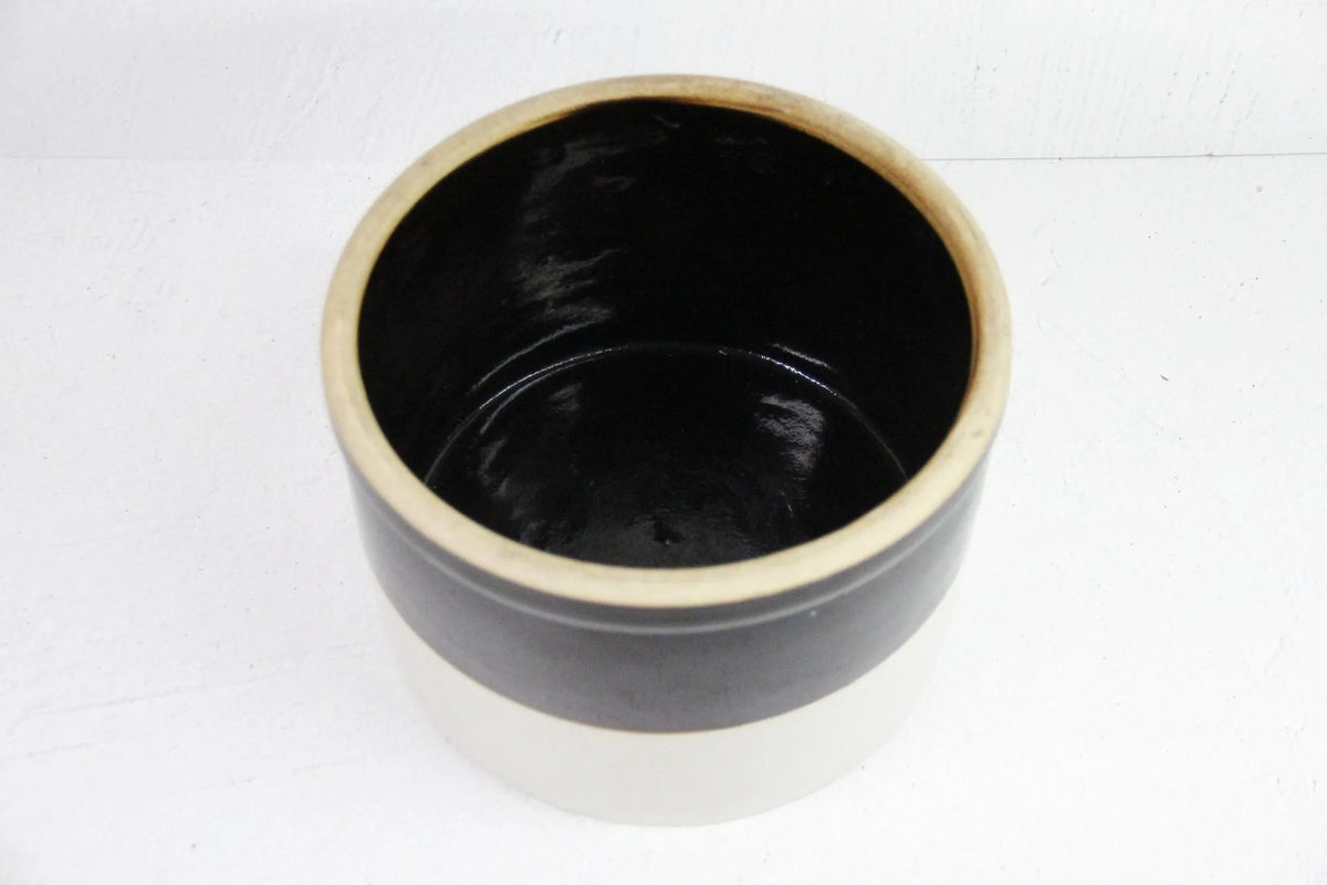 Antique Stoneware Crock | Large 1800s Dipped Two Tone - Debra Hall Lifestyle