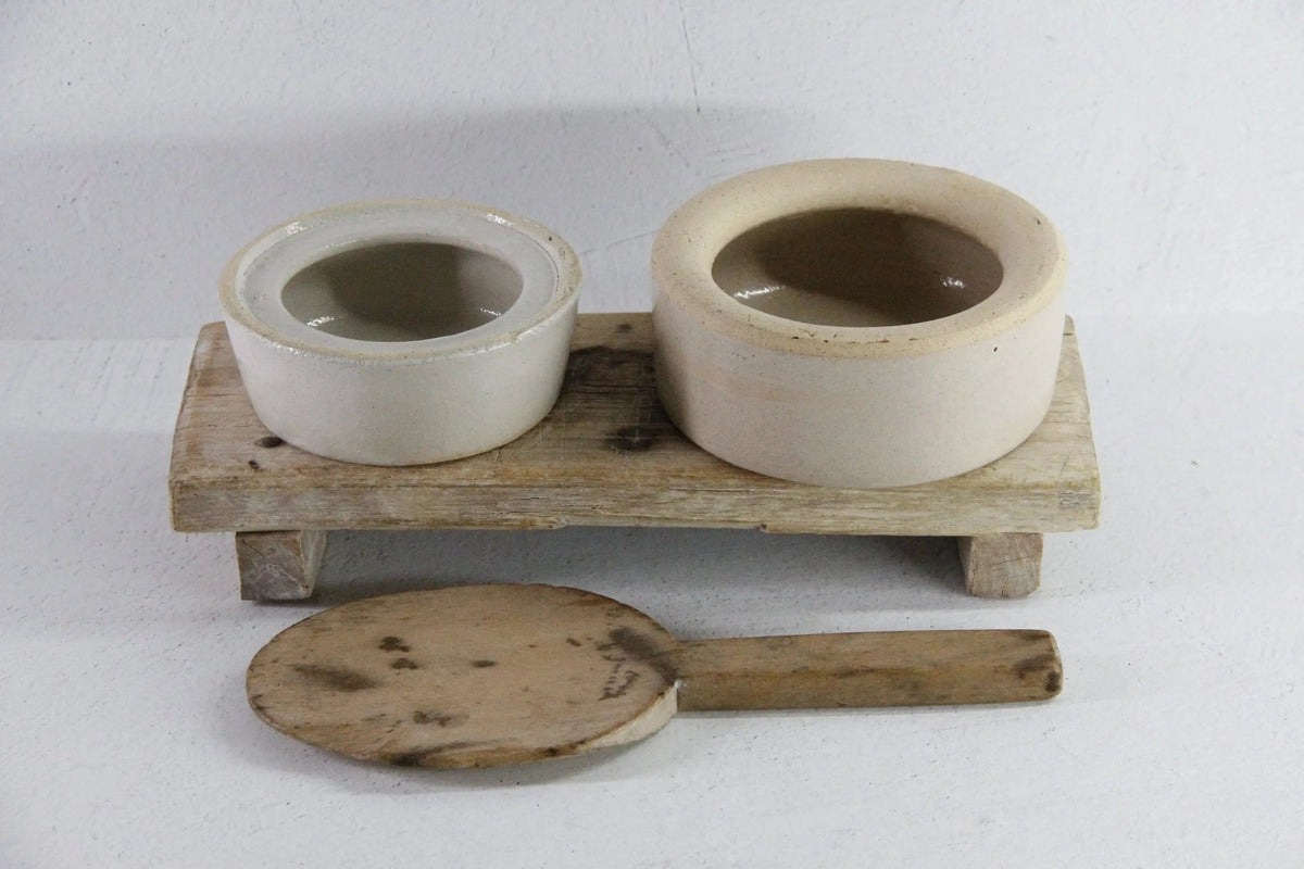Antique Stoneware Crock | Primitive Salt Glazed Butter Vessel - Debra Hall Lifestyle