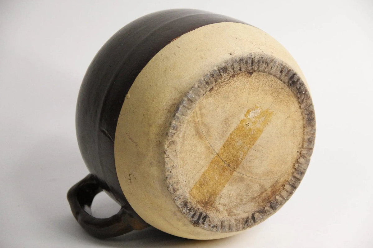 Antique Stoneware Pot | Drip Glaze Pottery W/ Handle - Debra Hall Lifestyle